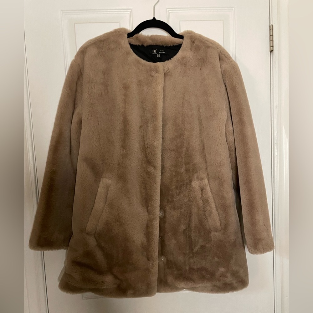 Zara cream fur coat